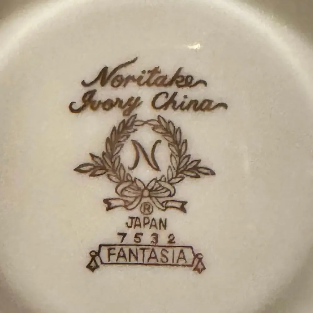 Noritake Ivory China Fantasia 7532 Plate & Cup Set Gold Trim Elegant Dinnerware - Picture 5 of 9